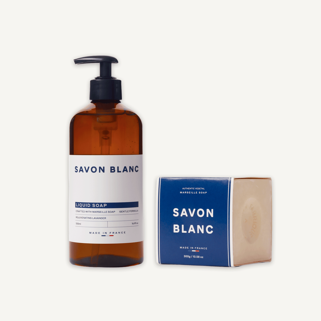 Authentic Marseille Soap + Liquid Hand Soap Lavender Set
